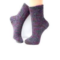 Handgestrickte Rip-Socken Gr. 37-39, Wollsocken aus handgefärbter Sockenwolle Bild 3