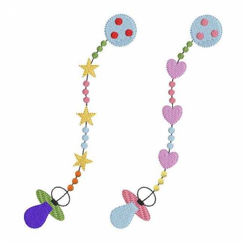 Stickdatei Schnullerkette 2er SET Vollstickerei 13x18cm