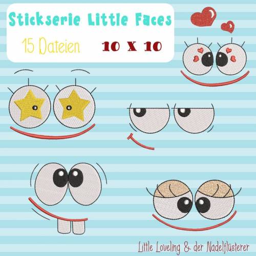 Digitale Stickserie Little Faces für den 10x10 cm (4x4") Stickrahmen