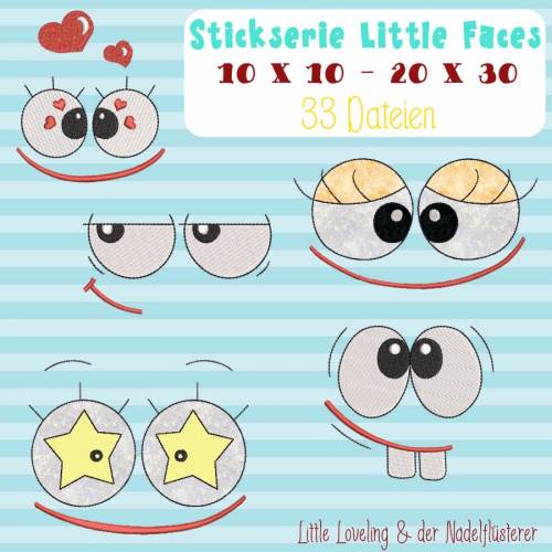 Digitale Stickserie Little Faces für den 10x10 - 20x30 cm (4x4 - 8x12") Stickrahmen