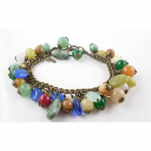 Armband,Bettelarmband,Vintage-Stil, opulent, Jade, Schmucksteine, 77