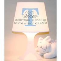 Kinderlampe, Tischlampe "Name mit Geburtsdaten" Schlummerlampe Bild 1