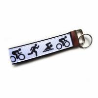 Schlüsselanhänger Schlüsselband Anhänger "Triathlon" aus Baumwollstoff und Ripsband Bild 1