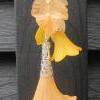 Y-Kette HERBSTTROMPETEN silberfarbig 51cm lang rundum plus 9cm Anhänger - Halskette mit Lucite-Blüten und Blättern in apricot und orange Bild 5