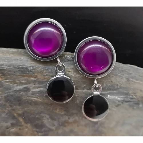 Ohrringe, Ohrhänger,Ohrstecker, Ohrschmuck,  1 Paar, Cabochon, Emaille