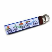 Schlüsselanhänger Schlüsselband Anhänger "Fahrrad bunt" aus Baumwollstoff und Ripsband - Geschenk für Radfahrer Bild 1