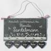 Hochzeitsgeschenk personalisiert, Türschild aus Schiefer mit Namen, Schieferschild Familie mit Herzanhänger Bild 2