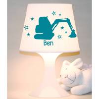 Kinderlampe, Tischlampe "Bagger mit Namen"  personalisierbare Schlummerlampe Bild 1