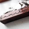 Schlüsselanhänger "love, family, home, happiness" aus Holz mit Wunschdaten  das schöne Geschenk zum Einzug, zum Valentinstag, Hochzeit, Jahrestag.... Bild 2