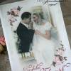 Große Hochzeitskarte, Hochzeit,  Glückwunschkarte zur Hochzeit mit Brautpaar Motiv & rosa Rosen. Bild 4