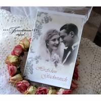 Hochzeit, Glückwunschkarte zur Hochzeit, Hochzeitskarte mit schönem Brautpaar im Vintage Stil. Bild 1
