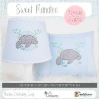 Digitale Stickdatei Sweet Manatee 10x10 - 20x30 cm (4x4 - 8x12") Stickrahmen Bild 1