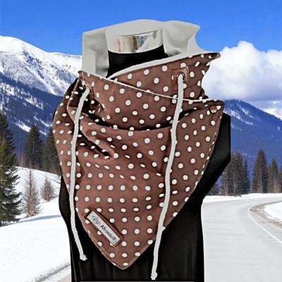 Schnürschal Polka Dots, Wickelschal mit Fleece