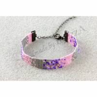 Armband - rosa-lila-grau-silber - Glasperlen - gewebt Bild 1