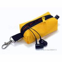 Schlüsselanhänger Minitasche gelb, für Kosmetik Kopfhörer Inhalator, handmade by BuntMixxDESIGN Bild 1