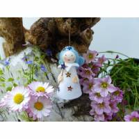 Fee/ Elfe, hellblau, mit Glöckchen, Filzpüppchen, Deko-Figur, Jahreszeiten-Dekoration Bild 1