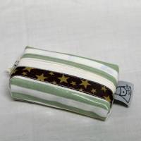 Taschentuchtasche mit Reißverschluss,beschichtete Baumwolle, schilfgrün weiß Bild 1