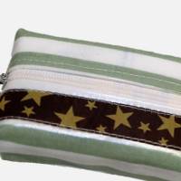 Taschentuchtasche mit Reißverschluss,beschichtete Baumwolle, schilfgrün weiß Bild 3