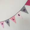 Wimpelkette • Wimpelkette mit Namen • Rosa/Grau/Pink• ab 100cm • Bild 3