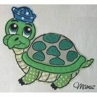 "  Schildkröte Frido  " Doodle / Applikation - 91,6 x 99,6mm  -  bitte Format auswählen Bild 1
