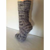 Männersocken, Größe 43, Mojo´s, Selbstgestrickte Socken, Wollsocken,Wollstrümpfe, grau gemustert,Gr.43 Bild 1