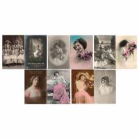 10 tolle Vintage Gruß / Postkarten als Set No 9, in feinen Pastell und Sepiatönen Bild 1