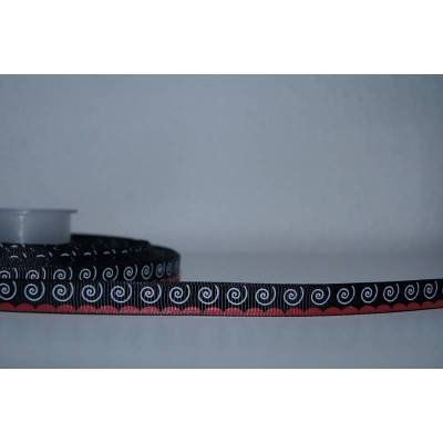 Ripsband 9mm Wirbel weiß auf schwarz 1129 Schmales Ripsband für deine Näh-und Bastelarbeiten.