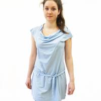Kleid mit Gürtel und Wasserfall-Kragen Bild 3