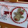 Weihnachtskarte, Klappkarte in weiß/rot mit Elchkopf Bild 2
