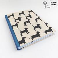 Notizbuch, Hunde, DIN A5, 300 Seiten, blau natur schwarz, Tagebuch, Kladde, Skizzenbuch Bild 1