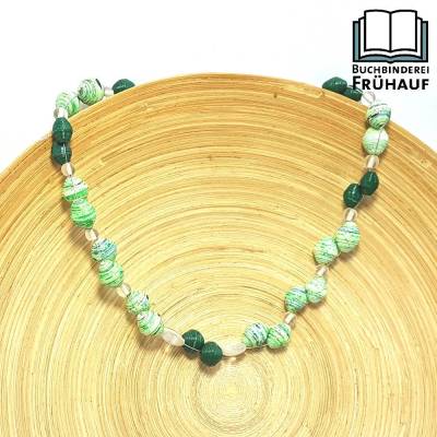 Papierperlenkette Kette mit Papierperlen 47 cm Länge 