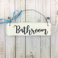 Holzschild Türschild „Bathroom“ Badezimmer WC Bad Vintage handgemacht Tür  Zuhause Hängedekoration Dekor weiß Geschenk Bild 1