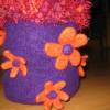 Filztasche "FlowerPower" violett mit orangefarbenen Blüten Bild 2
