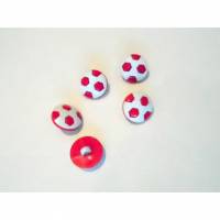 Kunststoff - Knopf Kinderknopf Fußball rot/weiß 16  mm Bild 1