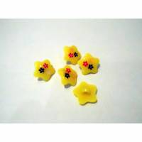 Kunststoff - Knopf Kinderknopf Stern gelb mit Blumen 20 mm Bild 1