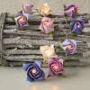 Lichterkette kleine Rosen in bordeaux-rosé-weiß, Tischdeko oder Geschenk zur Hochzeit, Taufe oder Geburtstag Bild 7