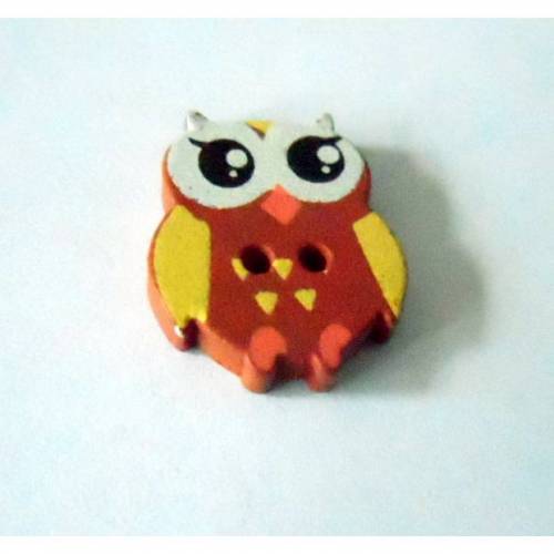 Holzknopf Motiv Eule 22x18  mm braun