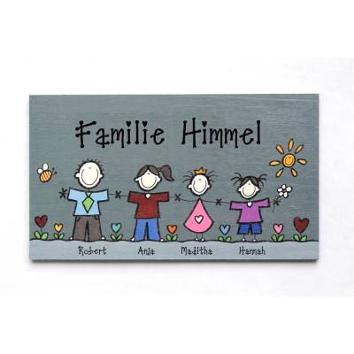 Türschild Holz Familie personalisiert Holzschild handbemalt Wunschtext Familienschild individuell