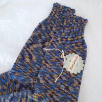 Socken in Gr. 40/41, handgestrickte Wollsocken Söckchen Ringelsocken Kuschelsocken Strümpfe, blau gelb meliert Bild 3