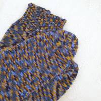 Socken in Gr. 40/41, handgestrickte Wollsocken Söckchen Ringelsocken Kuschelsocken Strümpfe, blau gelb meliert Bild 5