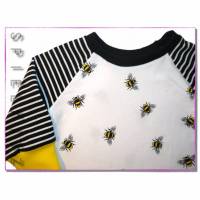 Shirt Langarmshirt Bienen auf weiß Pullover geringelt Bild 1