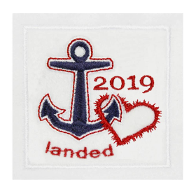 Stickapplikation Anker Herz maritim – Aufbügler & Applikation aus Filz oder Jeans
