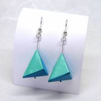 Ohrhänger Doppel-Pyramide blau grün Bild 1
