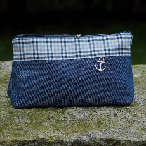 Kosmetiktasche I Stiftetasche I Etui I Handytasche I Zubehörtasche I Taschenorganizer I Kulturbeutel I Schminktäschchen I Federmappe *maritim Anker-Anhänger*
