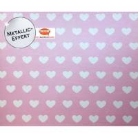Metallic Bordüre: Herzchen rosa - mit Perlmutt-Effekt - 15 cm Höhe Bild 1