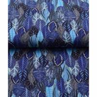 Baumwoll Jersey Druck Herbstzeit Blätter - Wald Limited Edition, Blätter blau braun schwarz nähen Meterware Kleider Bild 1