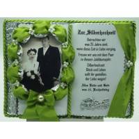 Silberhochzeit - 25-jähriges Ehejubilläum - Dekobuch (apfelgrün) für Foto mit Holz-Buchständer Schmuckbücher für alle Anlässe Bild 1
