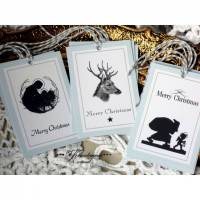 Weihnachten, 9 Geschenkanhänger, Weihnachts-Deko mit weihnachtilichen Motiven & Weihnachtgrüßen. Bild 1