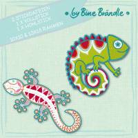 2 x Stickdatei, Stickmuster - Embroidery  *Chamäleon&Salamander* - Mandalaserie von Bine Brändle Bild 1