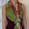 Handgewebter bunter Schal aus Leinen und Baumwolle Bild 6